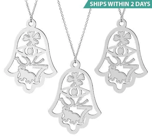 3 Lucky Hamsa Necklaces