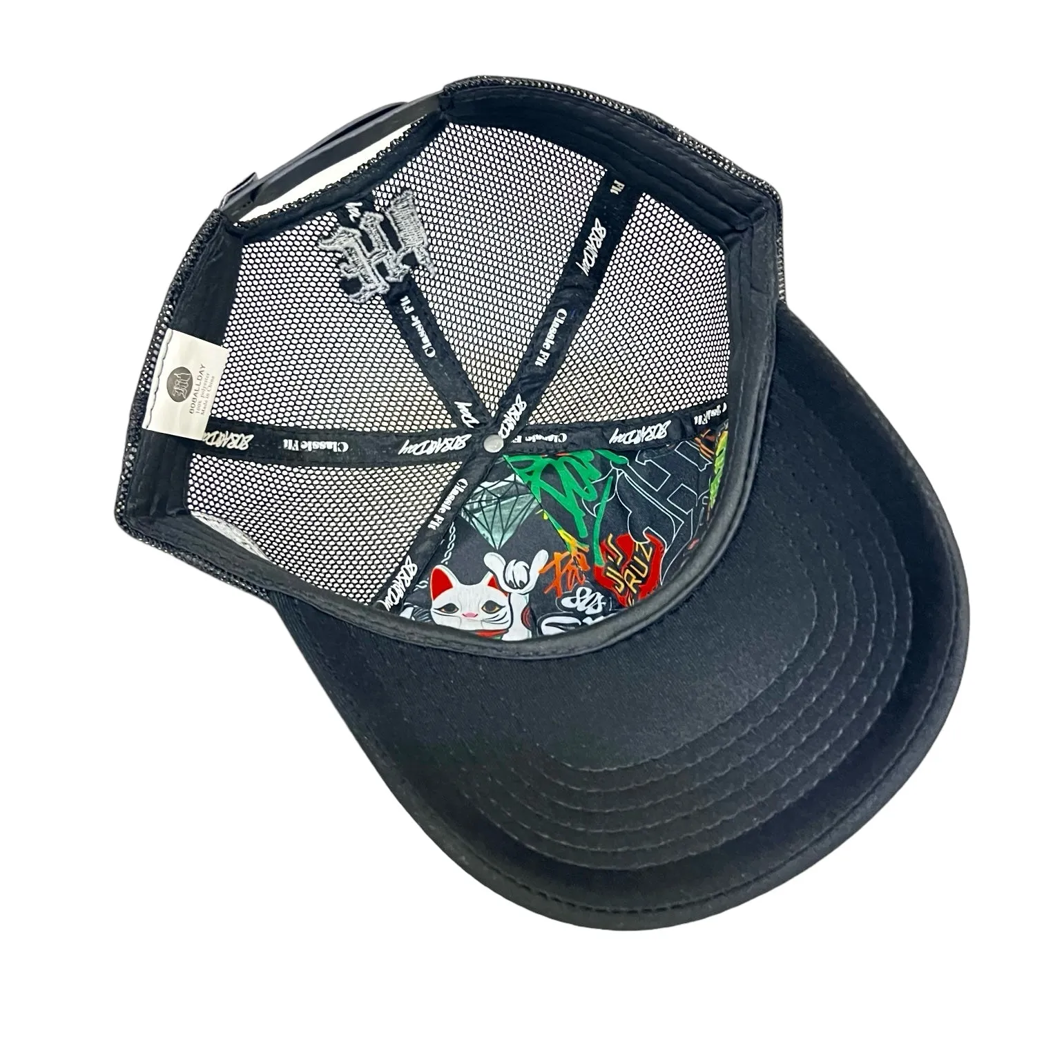 808ALLDAY  Lucky Cat Black Trucker