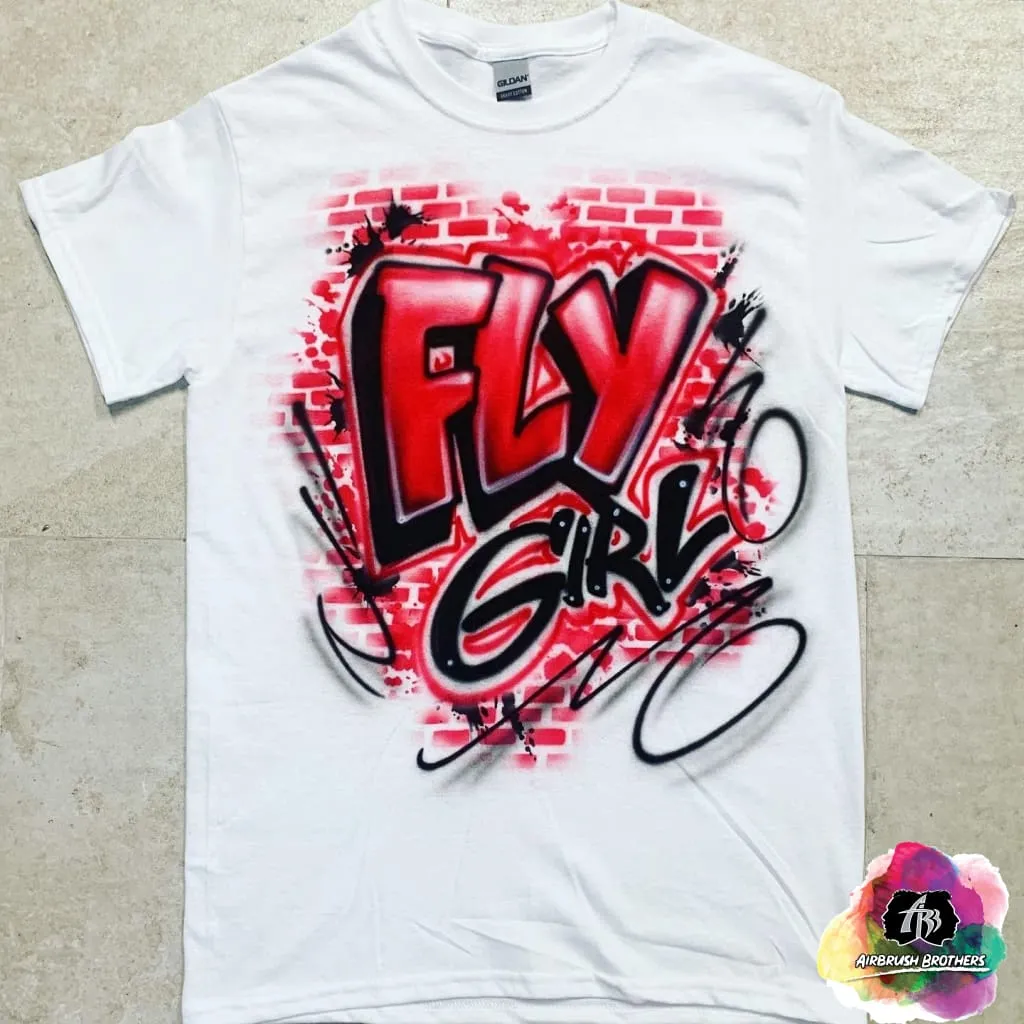 Airbrush Fly Girl Brick Shirt Design