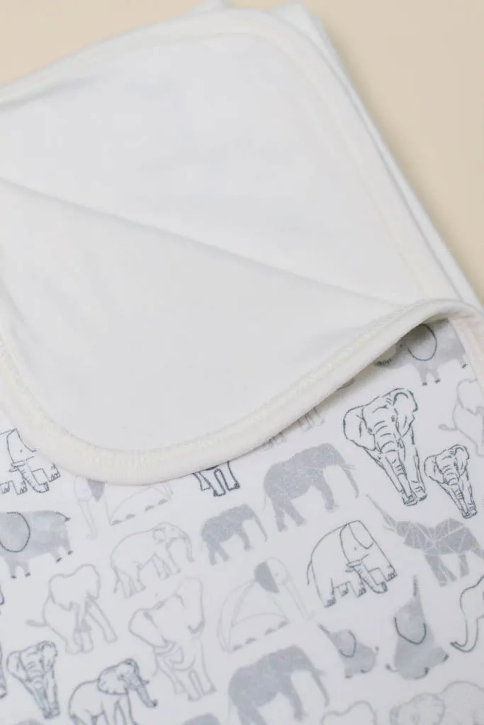 Bamboo Blanket - Grey Elephant Families