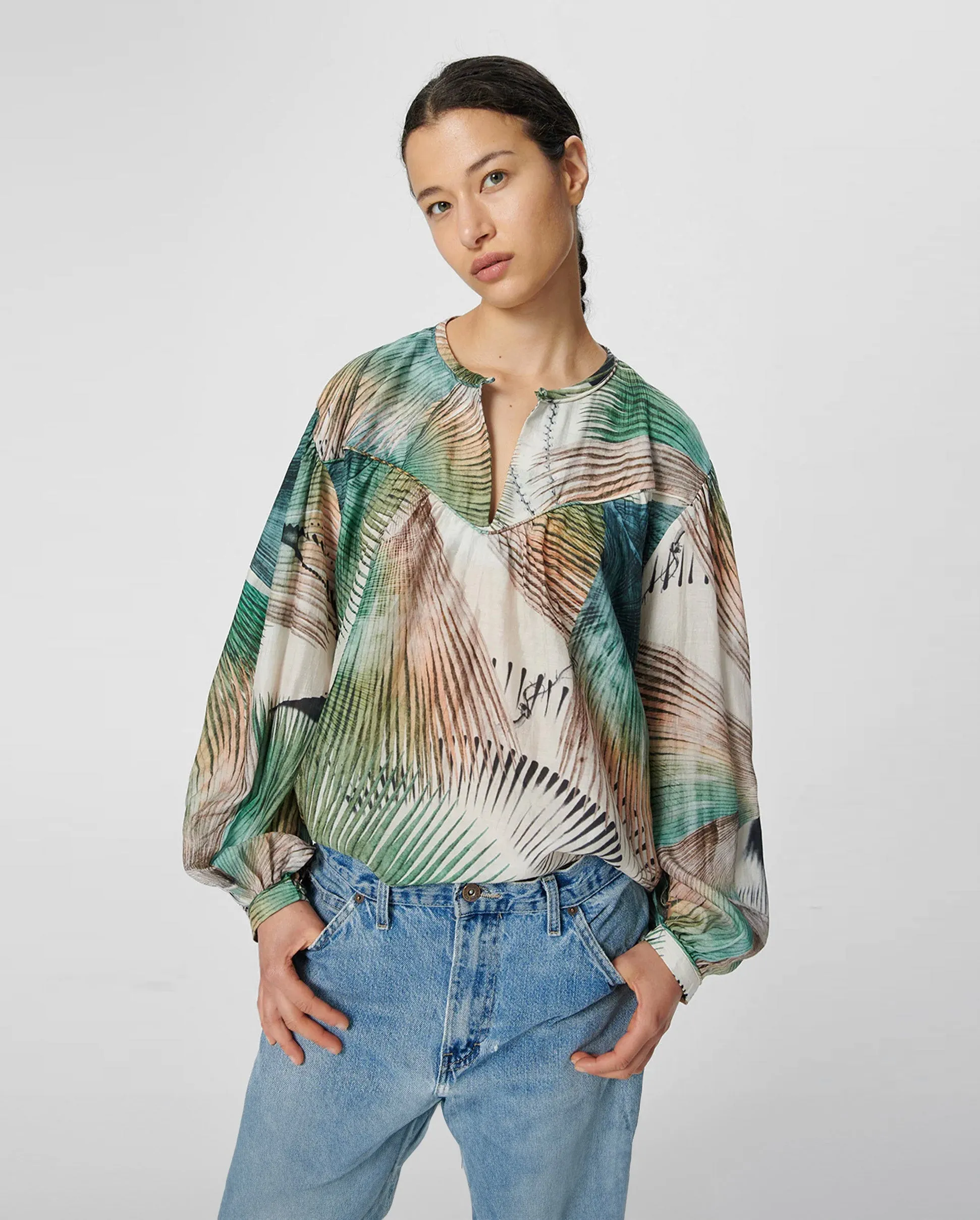 BAMBOO BLOUSE / PALM DYE GREEN