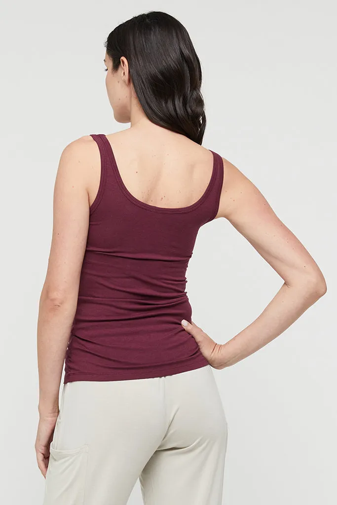 Bamboo Scoop Singlet - Burgundy