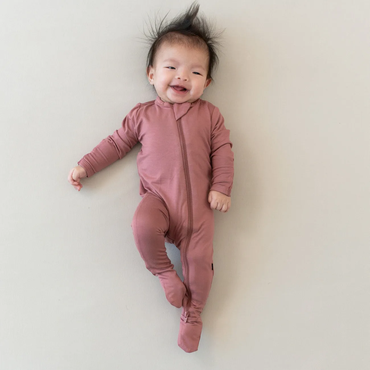 Bamboo Zippered Footie | Dusty Rose