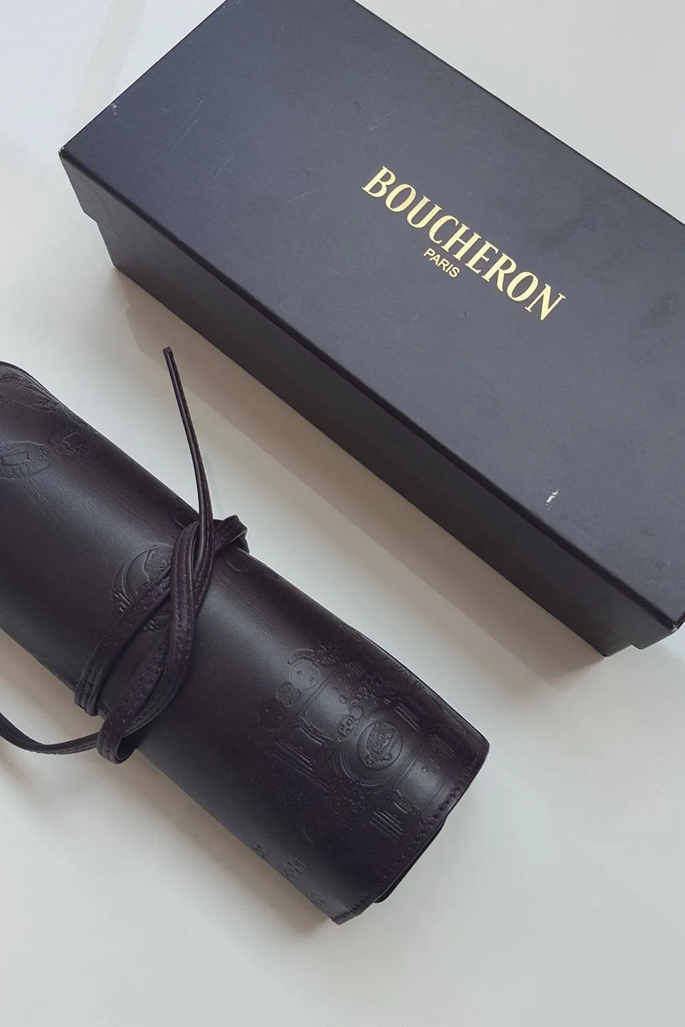 BOUCHERON Engraved Leather Jewellery Roll (S)