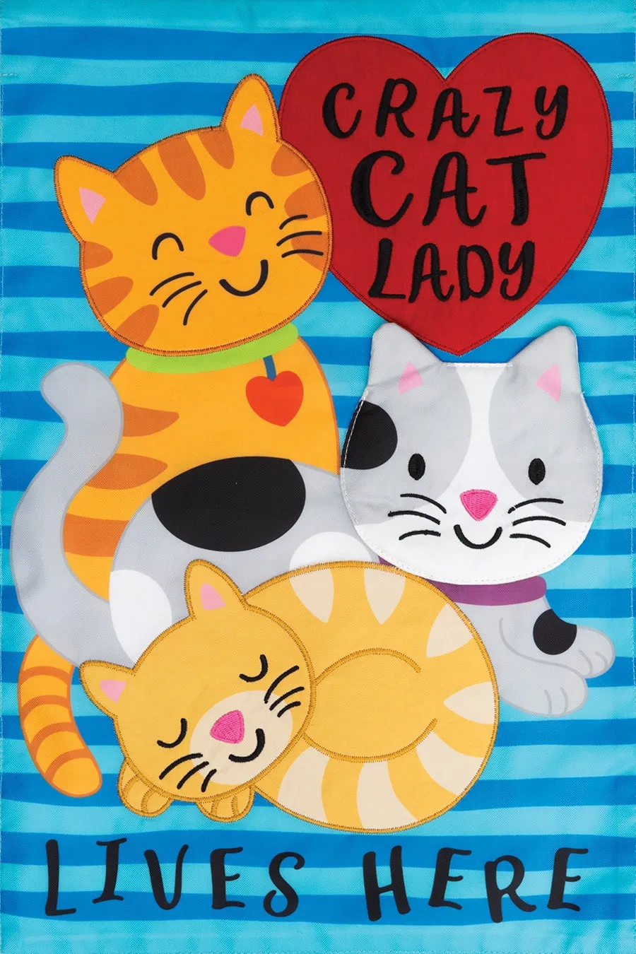 Cat Lady Applique Garden Flag