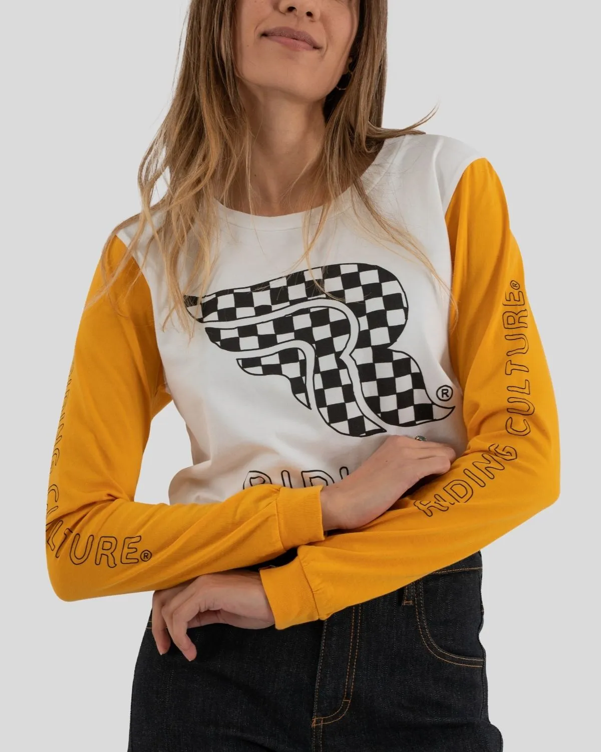 Checkerboard Longsleeve Lady White