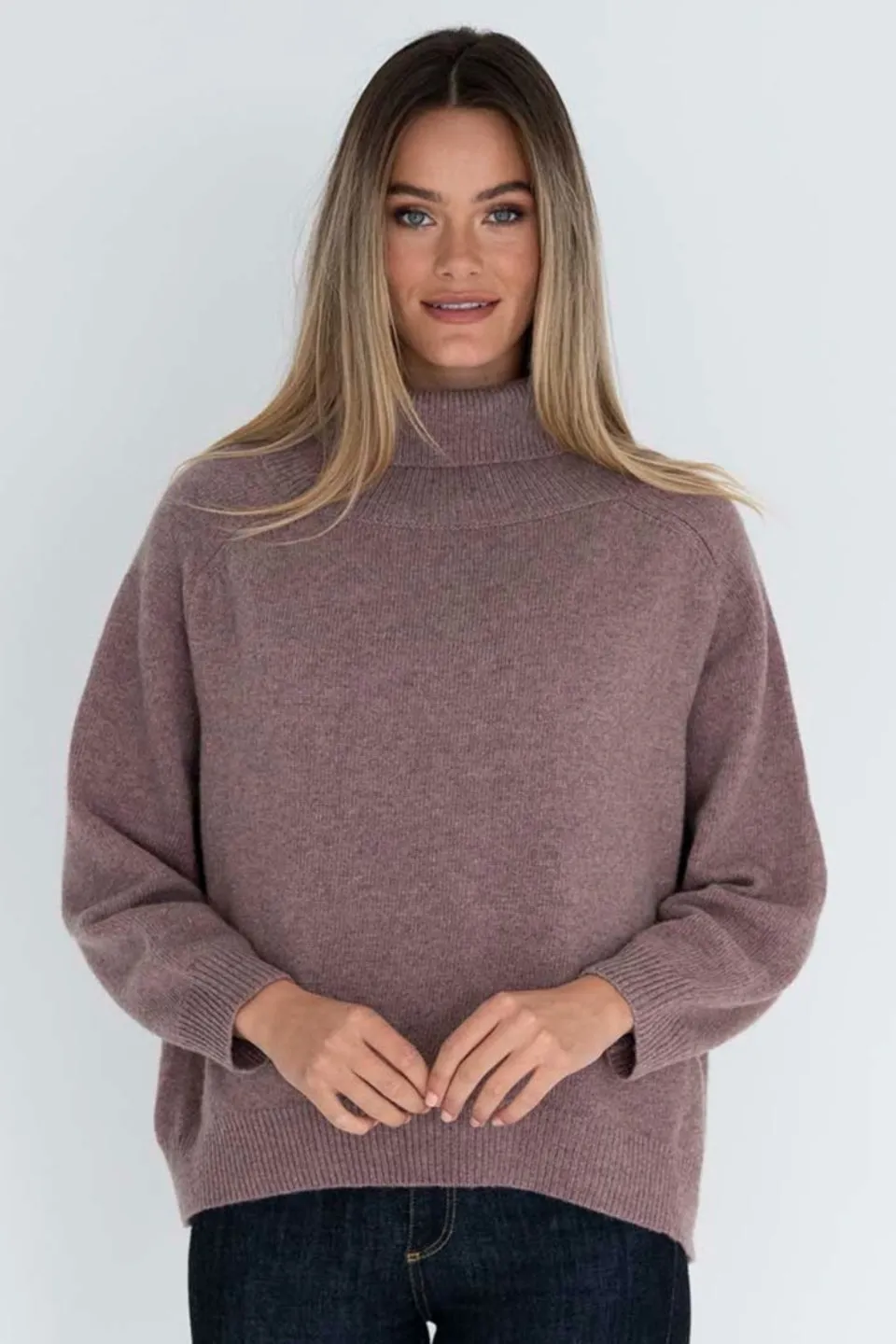 Freya Roll Neck Wool Blend Grape Jumper