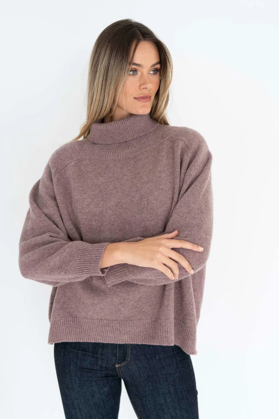 Freya Roll Neck Wool Blend Grape Jumper