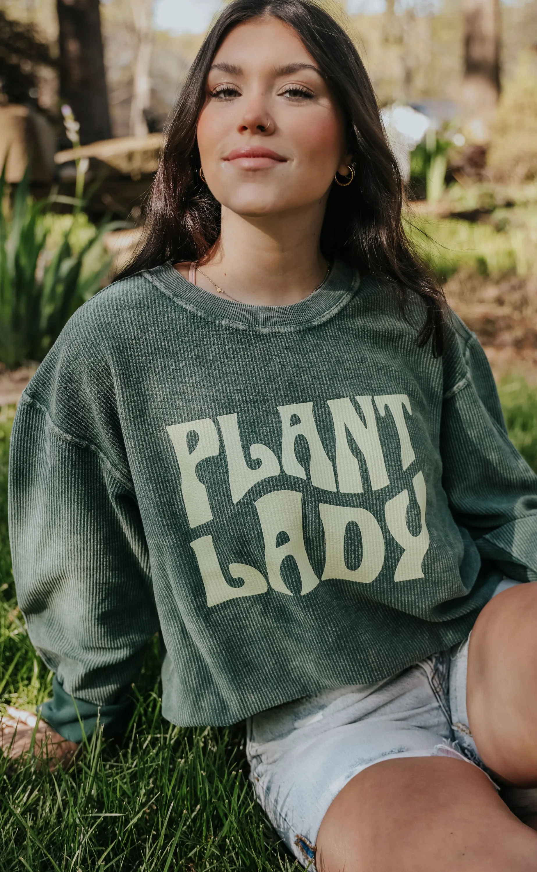 friday   saturday: plant lady corded sweatshirt