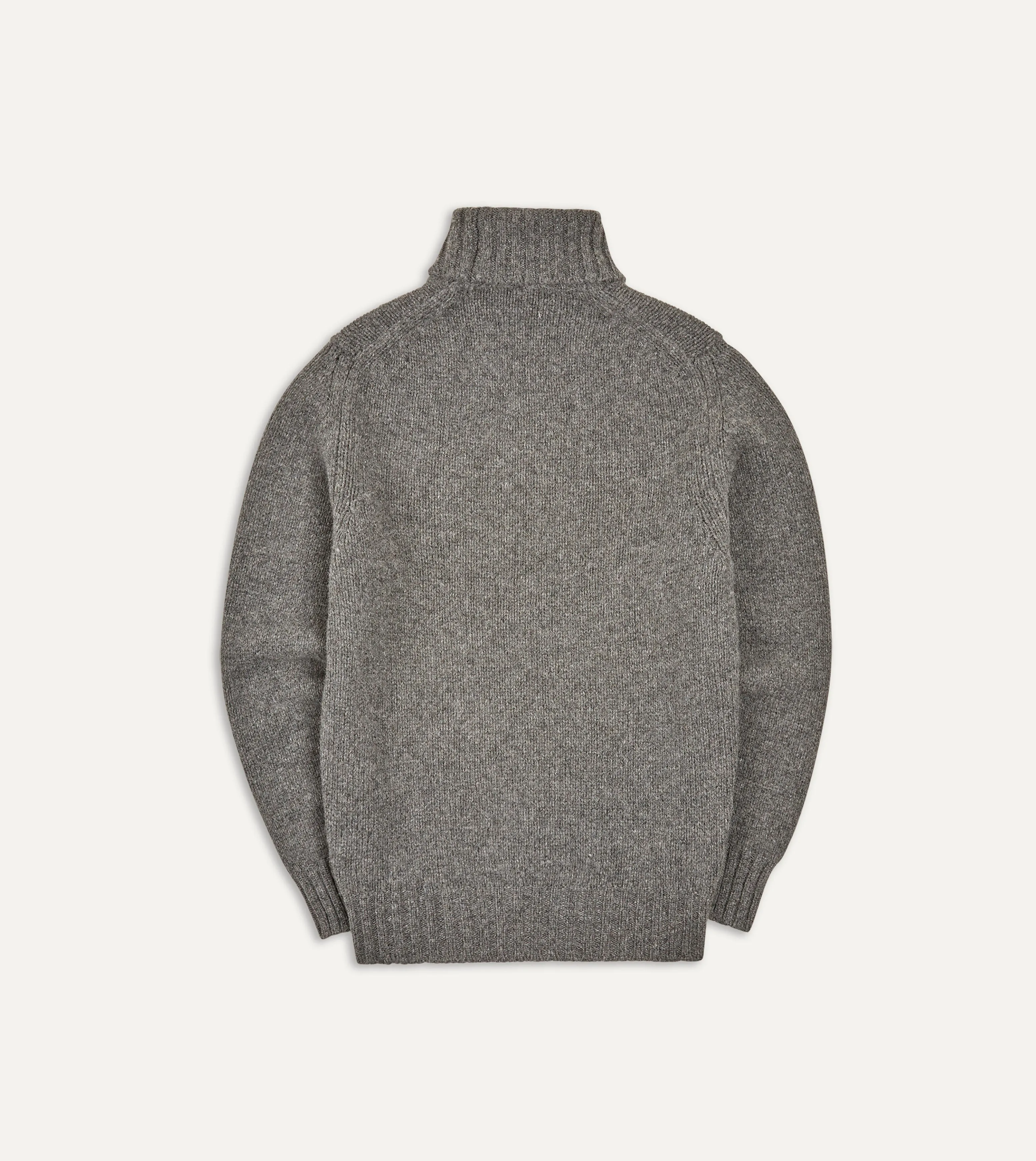 Grey Lambswool Submariner Roll Neck Jumper