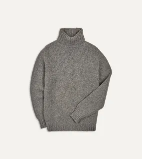 Grey Lambswool Submariner Roll Neck Jumper