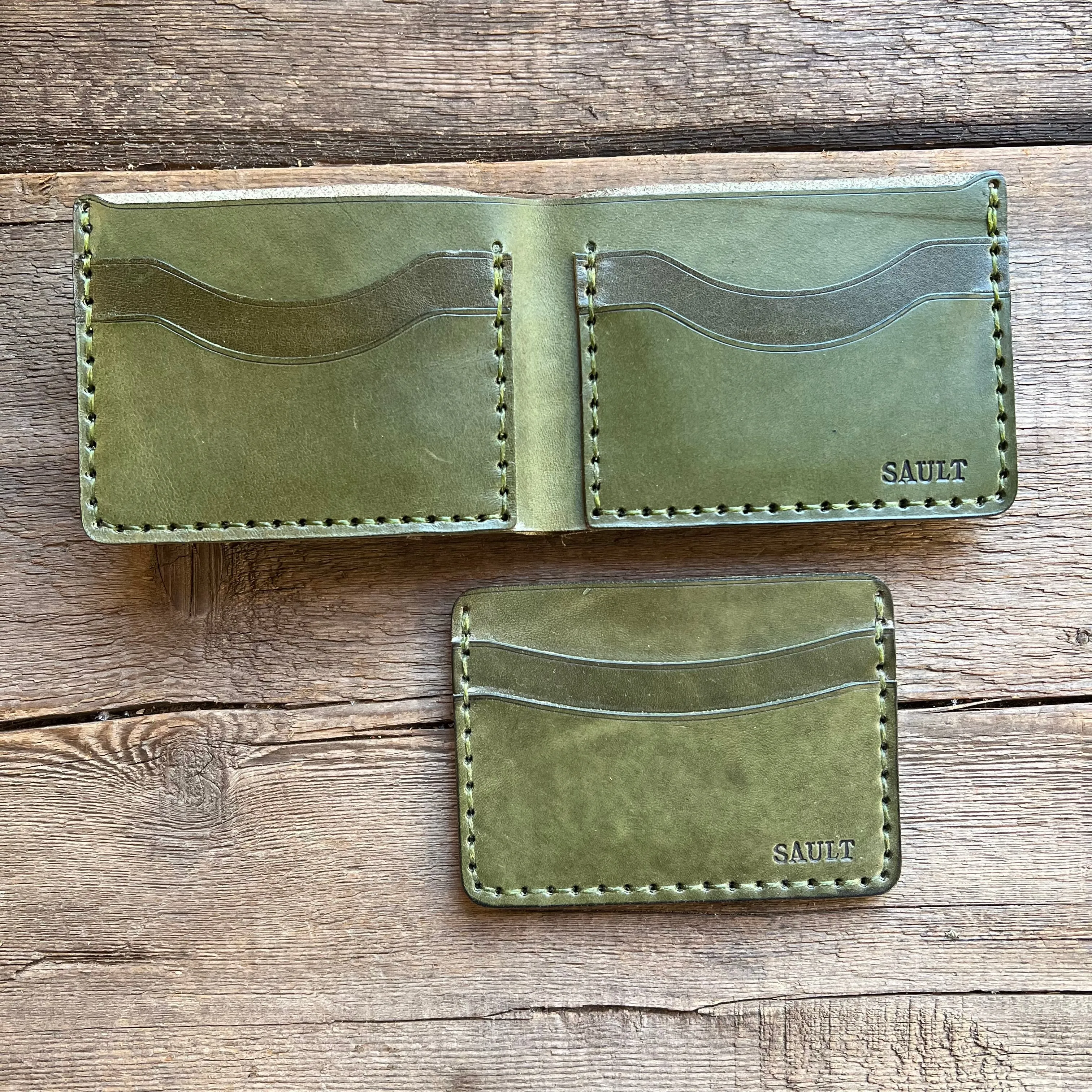 Hand Stitched Wallet, Olive