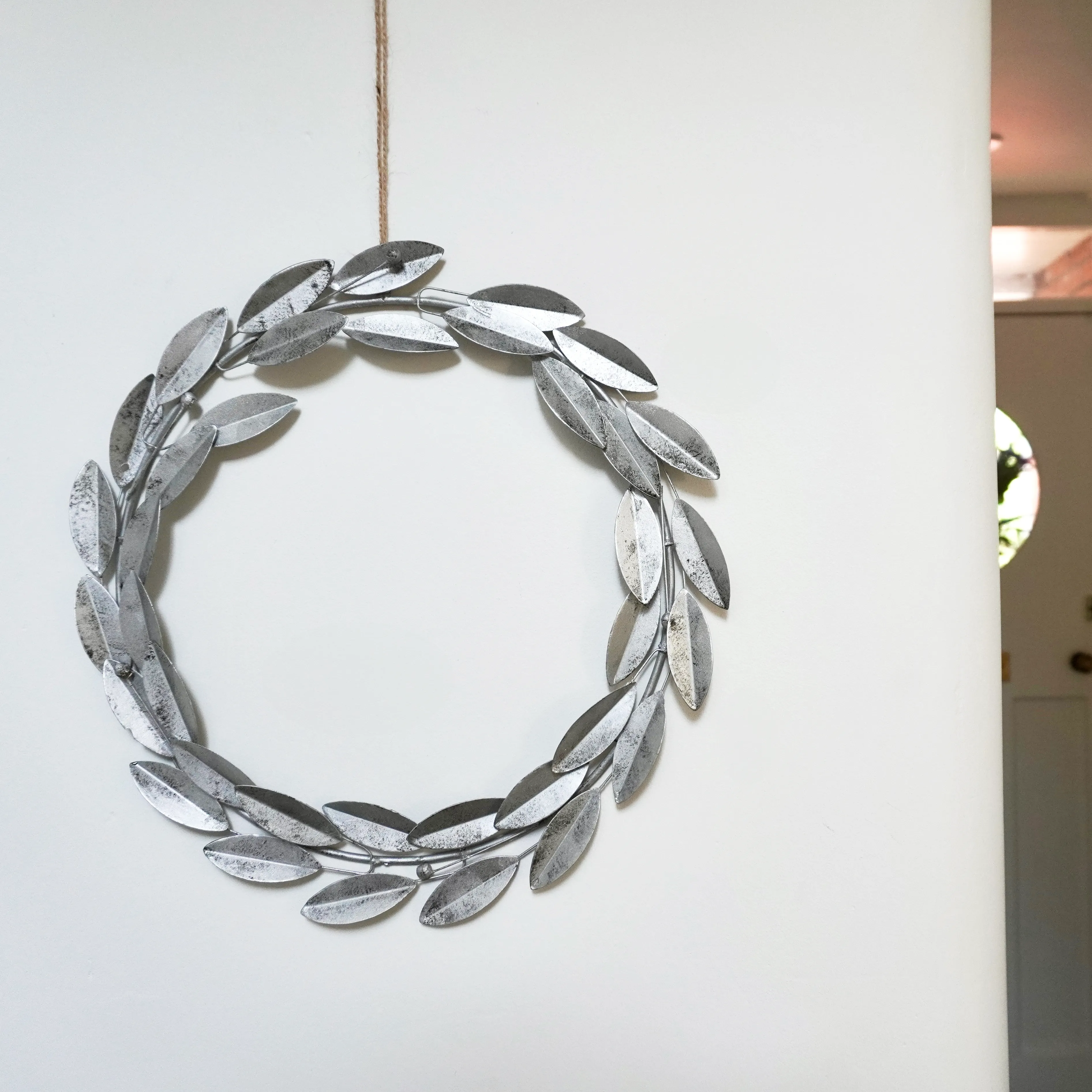 Hanging Silver Olive Wreath