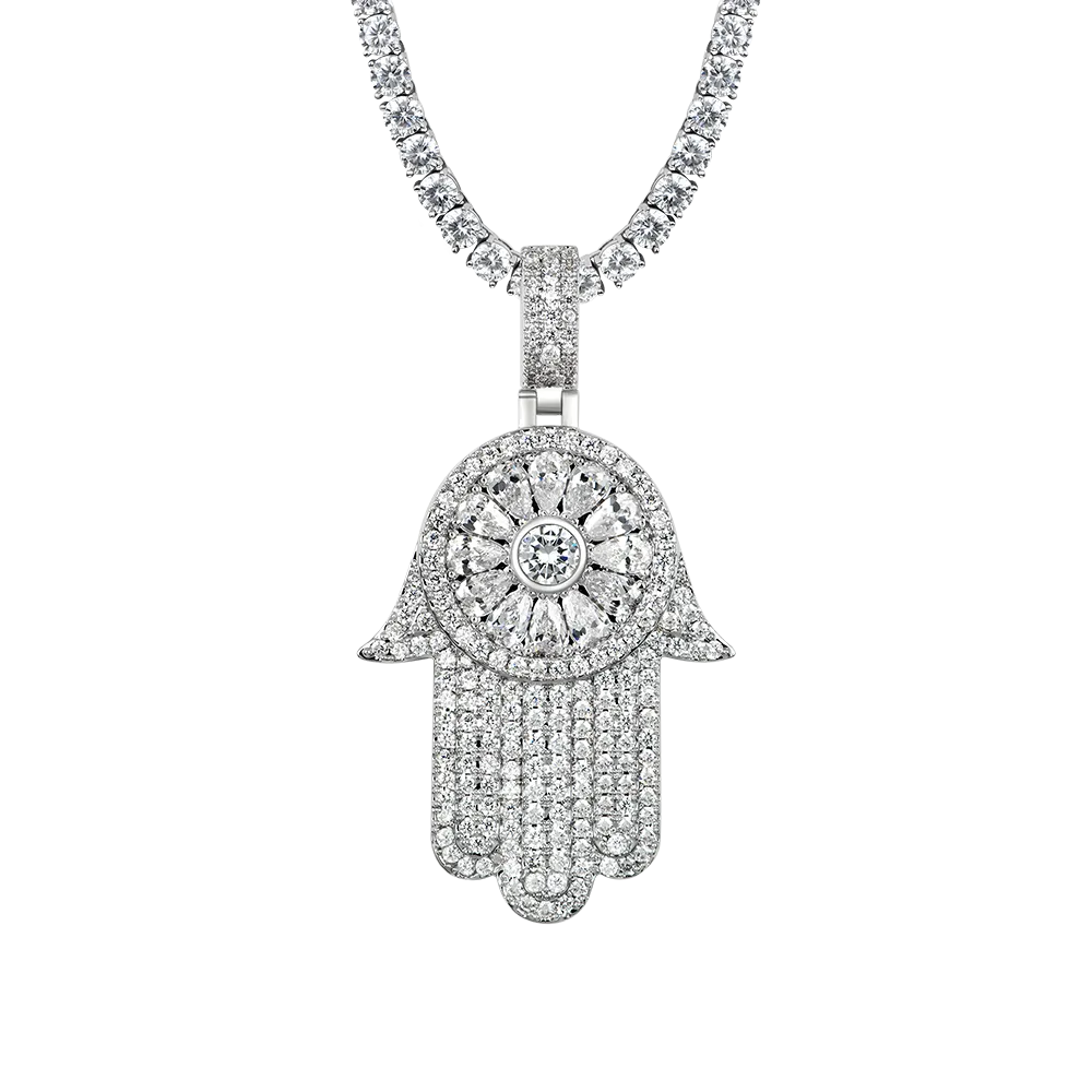 Iced Lucky Hamsa Pendant