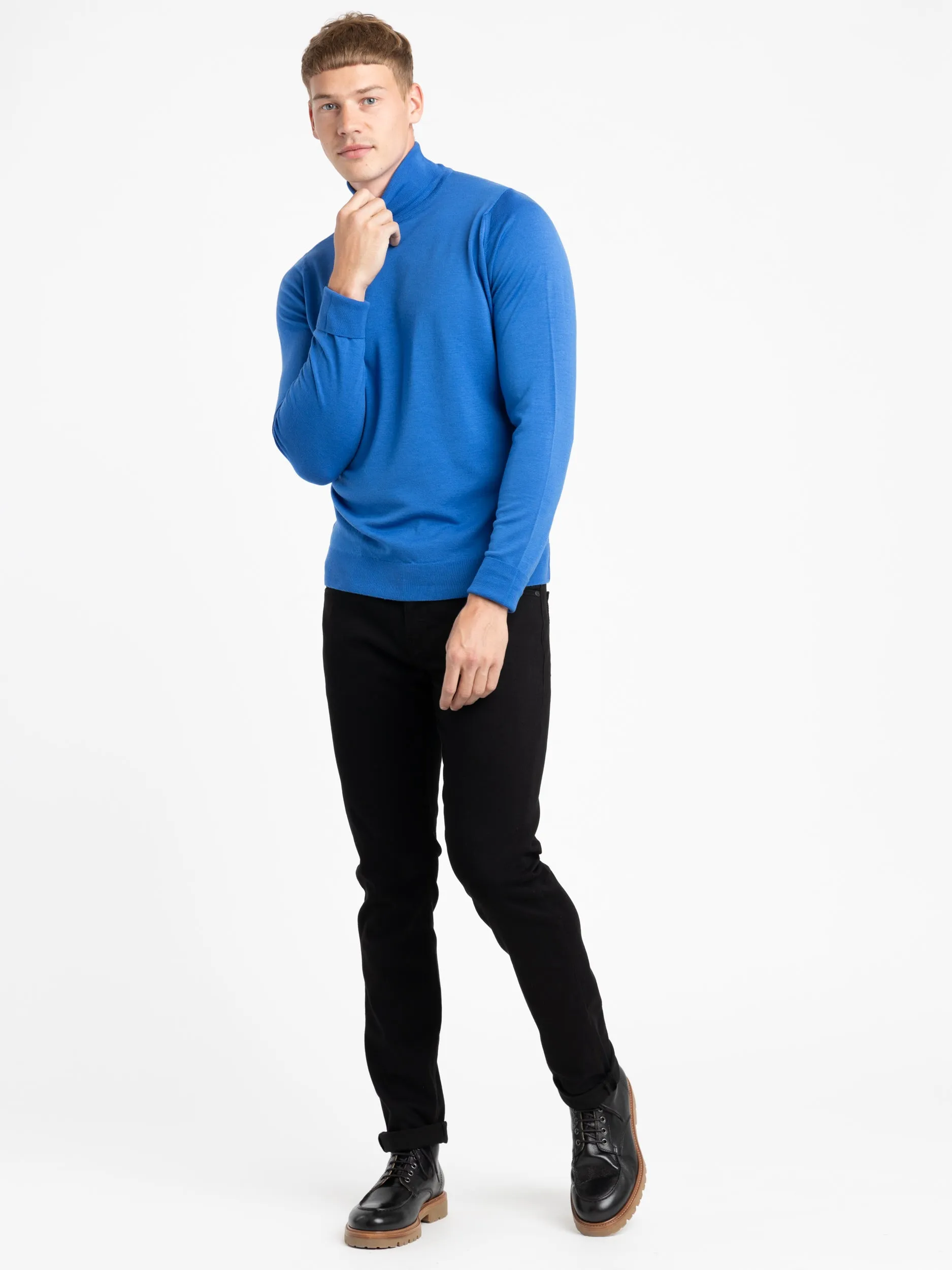 Jay Blue Wool Richards Roll-neck