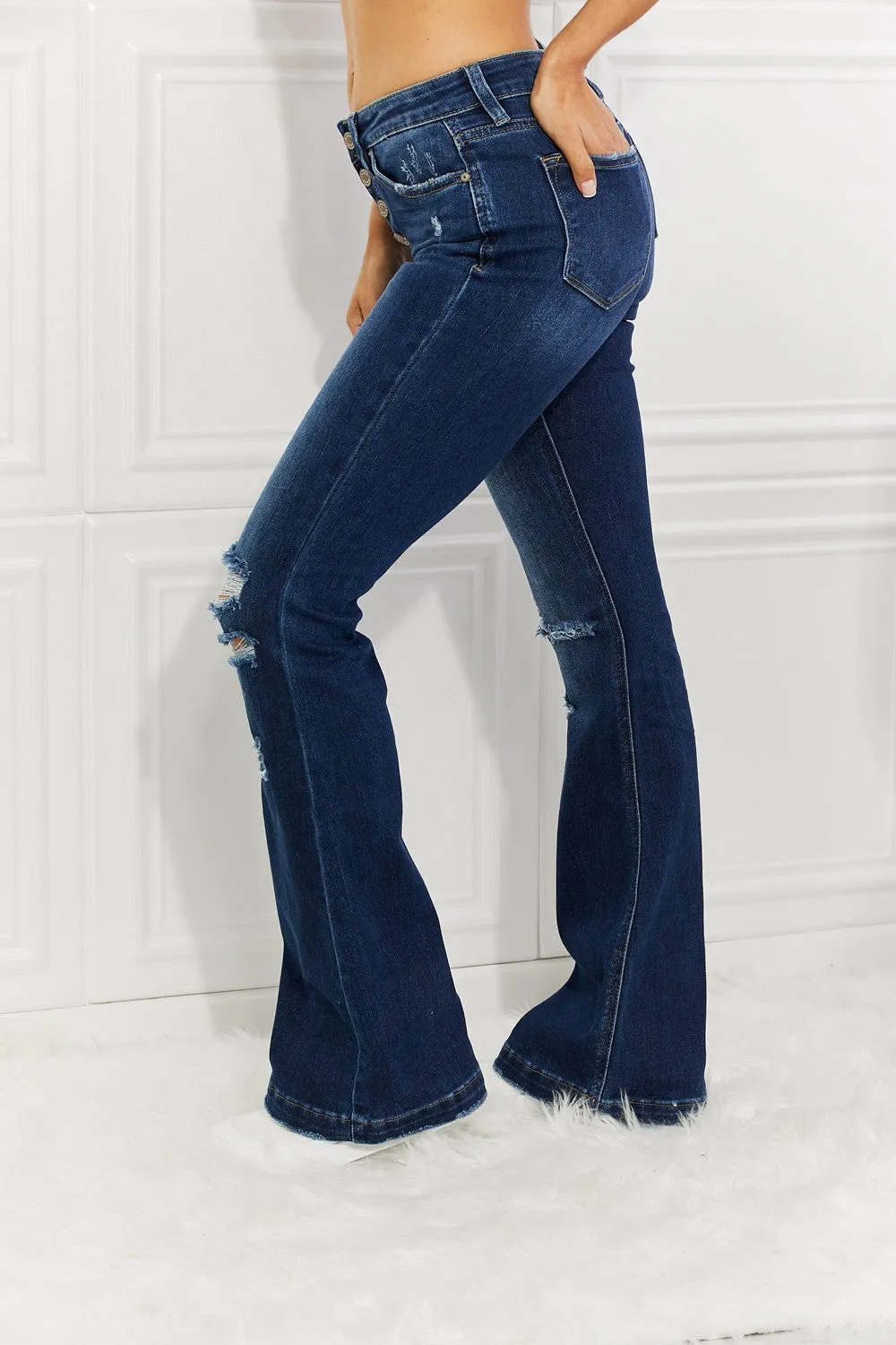 Kancan Midrise Button Fly Flare Jeans