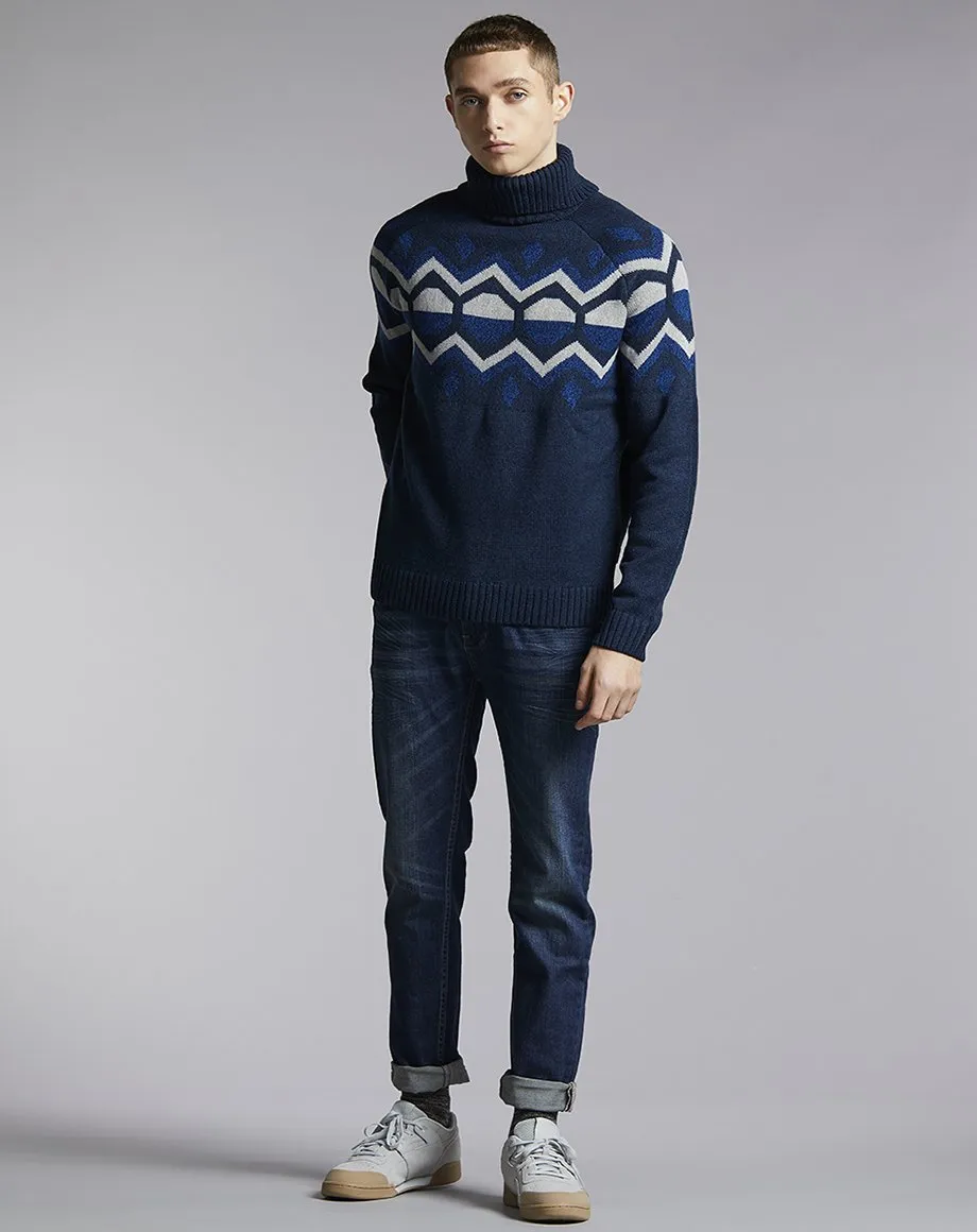 KILBRECK ROLL NECK MENS JUMPER | NAVY