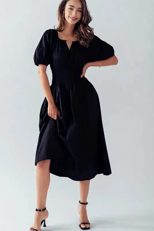 Lady in Black Midi Dress