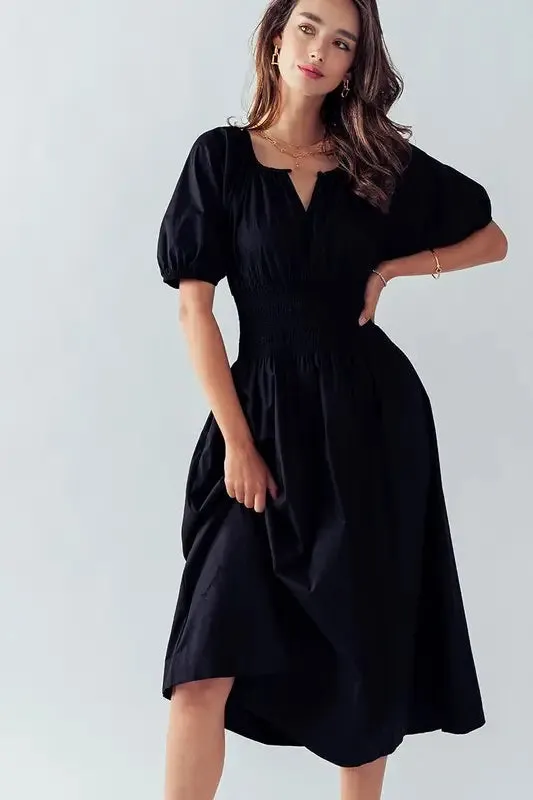 Lady in Black Midi Dress