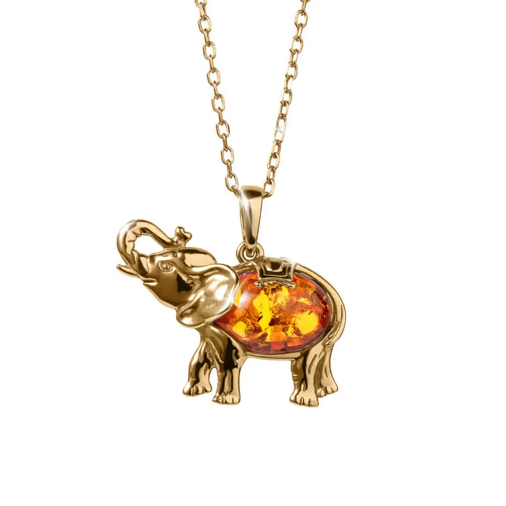 Lucky Amber Elephant Pendant