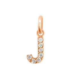 Lucky Letter J Diamond Pendant, Rose Gold