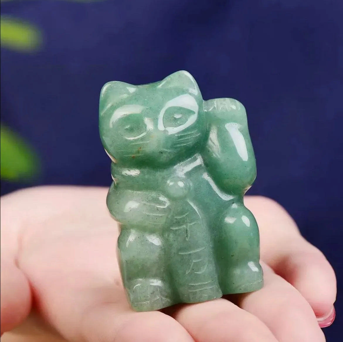 Natural Green Aventurine gemstone Lucky Cat