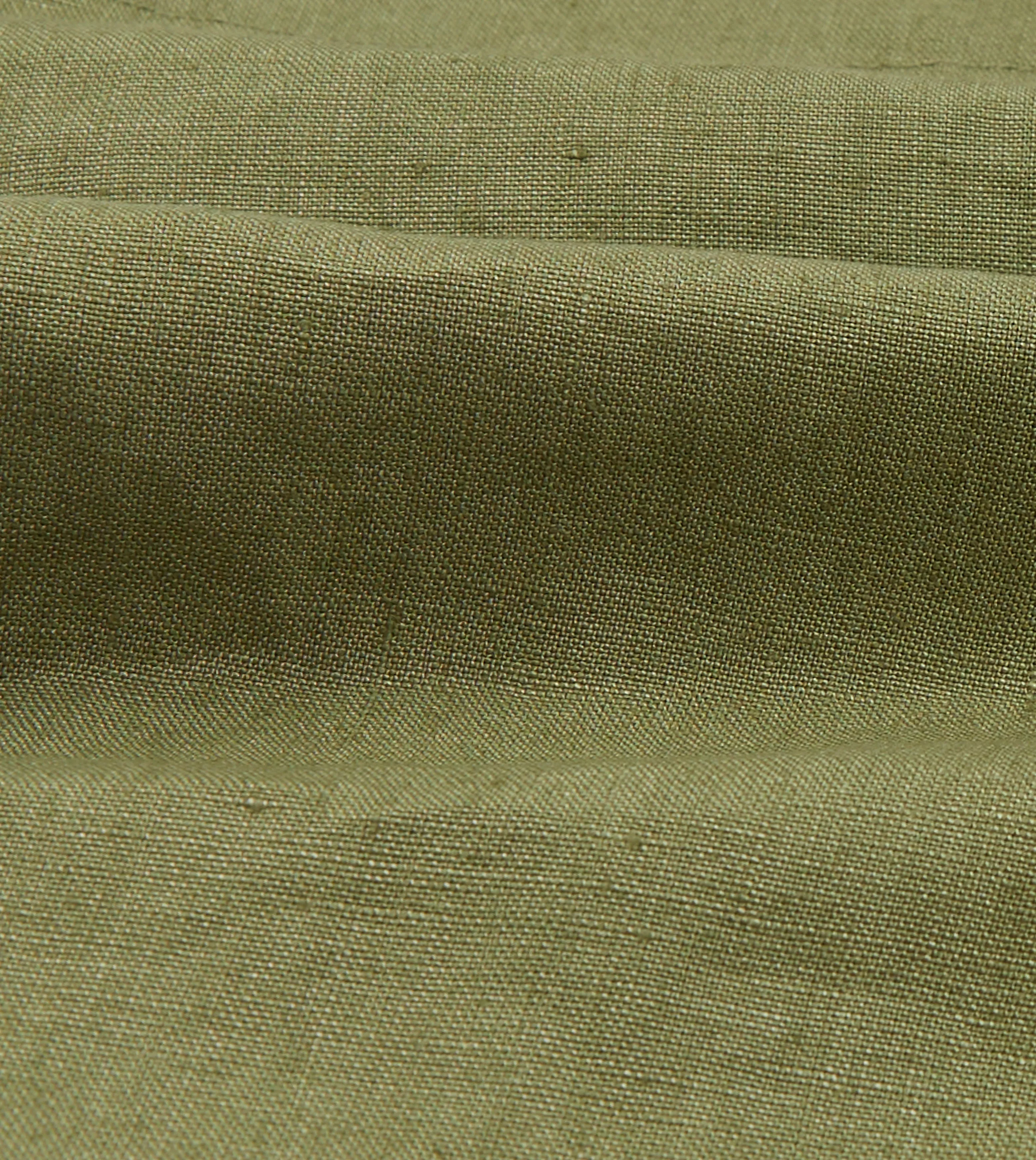 Olive Linen Single-Pleat Shorts