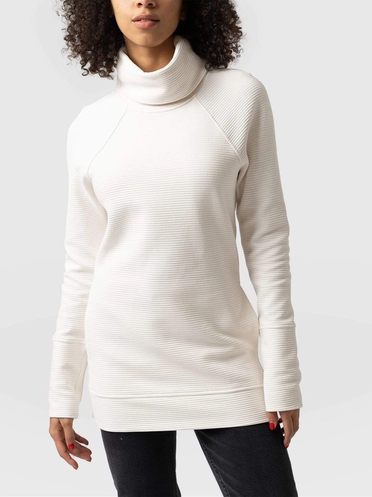 Ottoman Rib Roll Neck - Cream