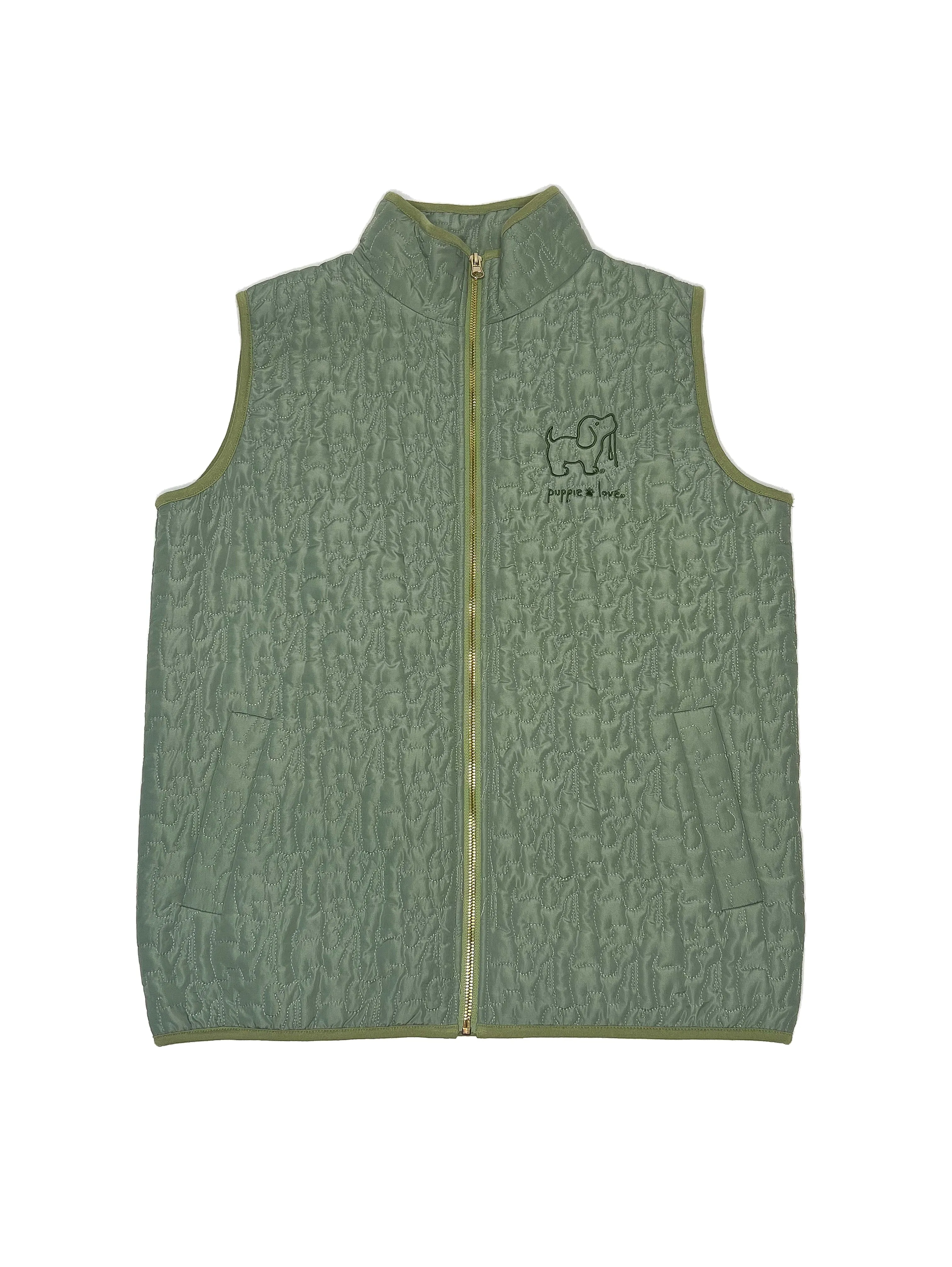 QUILTED VEST, OLIVE