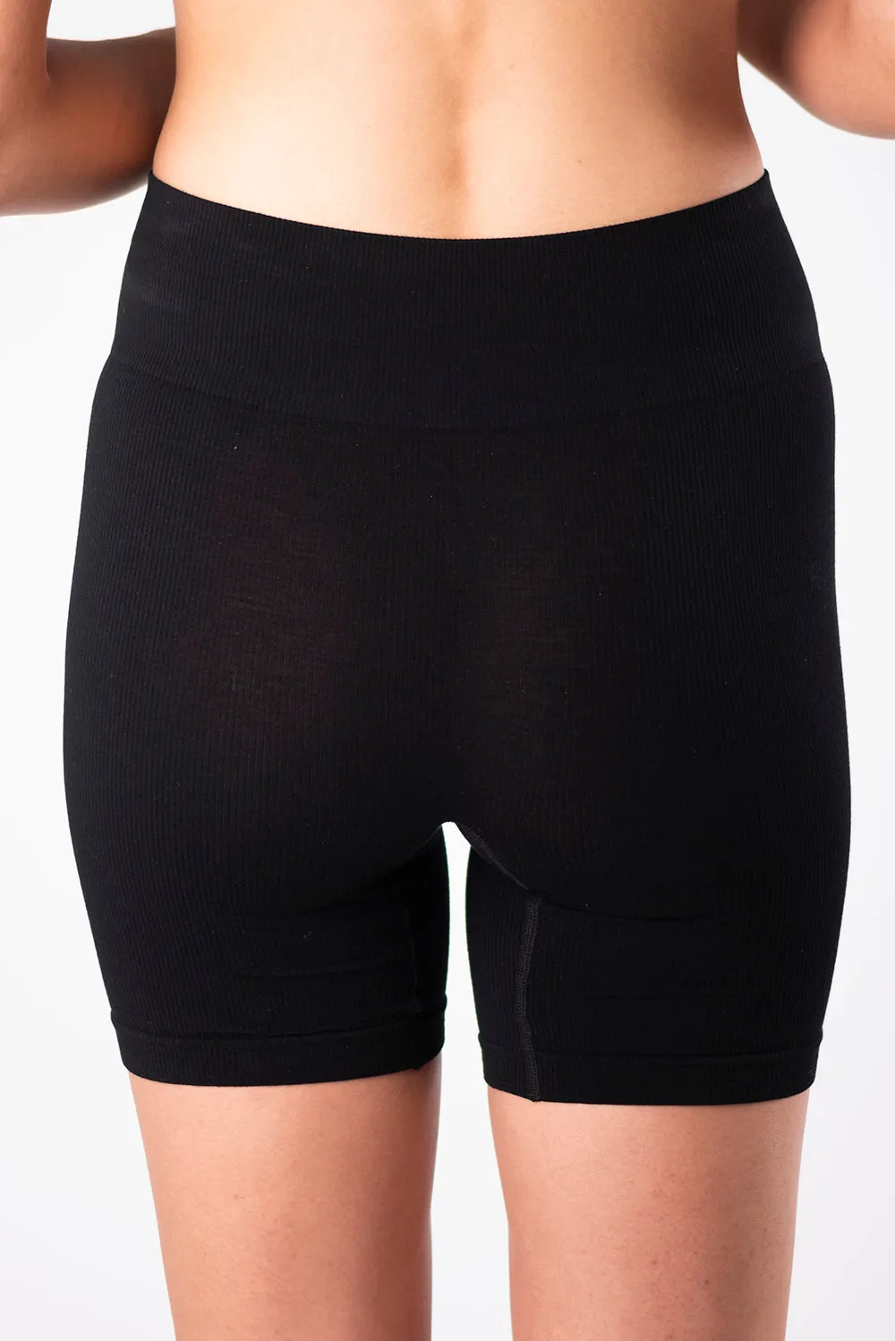 Ribbed Contour Bamboo Shorts - Black