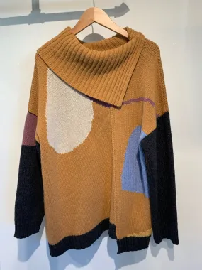 Roll-Neck Pullover, Color Blocking