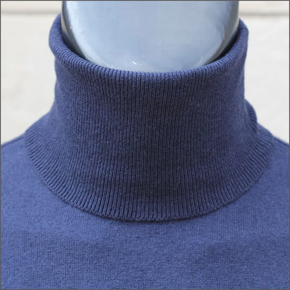 Tootal Navy Wool Blend Roll Neck.