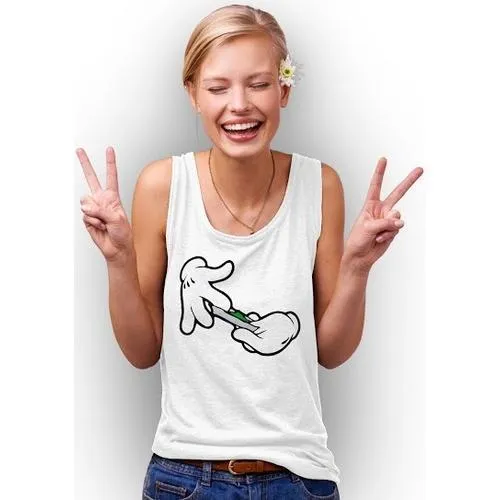 Womens Cartoon Hands Roll Joint Tank Top