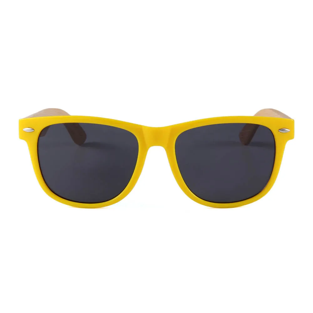 Yogaz Yellow Rimmed Bamboo Sunglasses